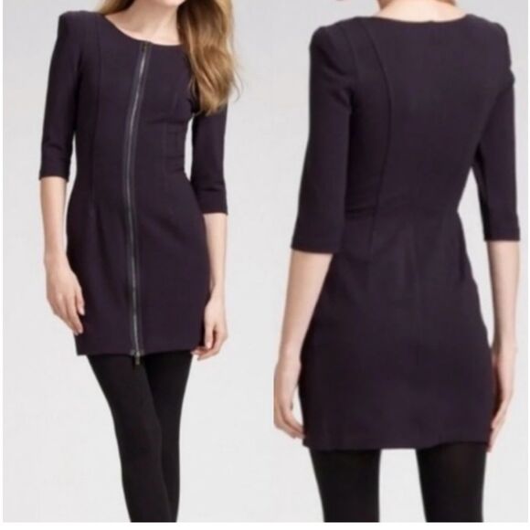 THEORY Black Sheath Front Zip Fitted Bodycon Susan Classical Dress - Picture 1 of 12